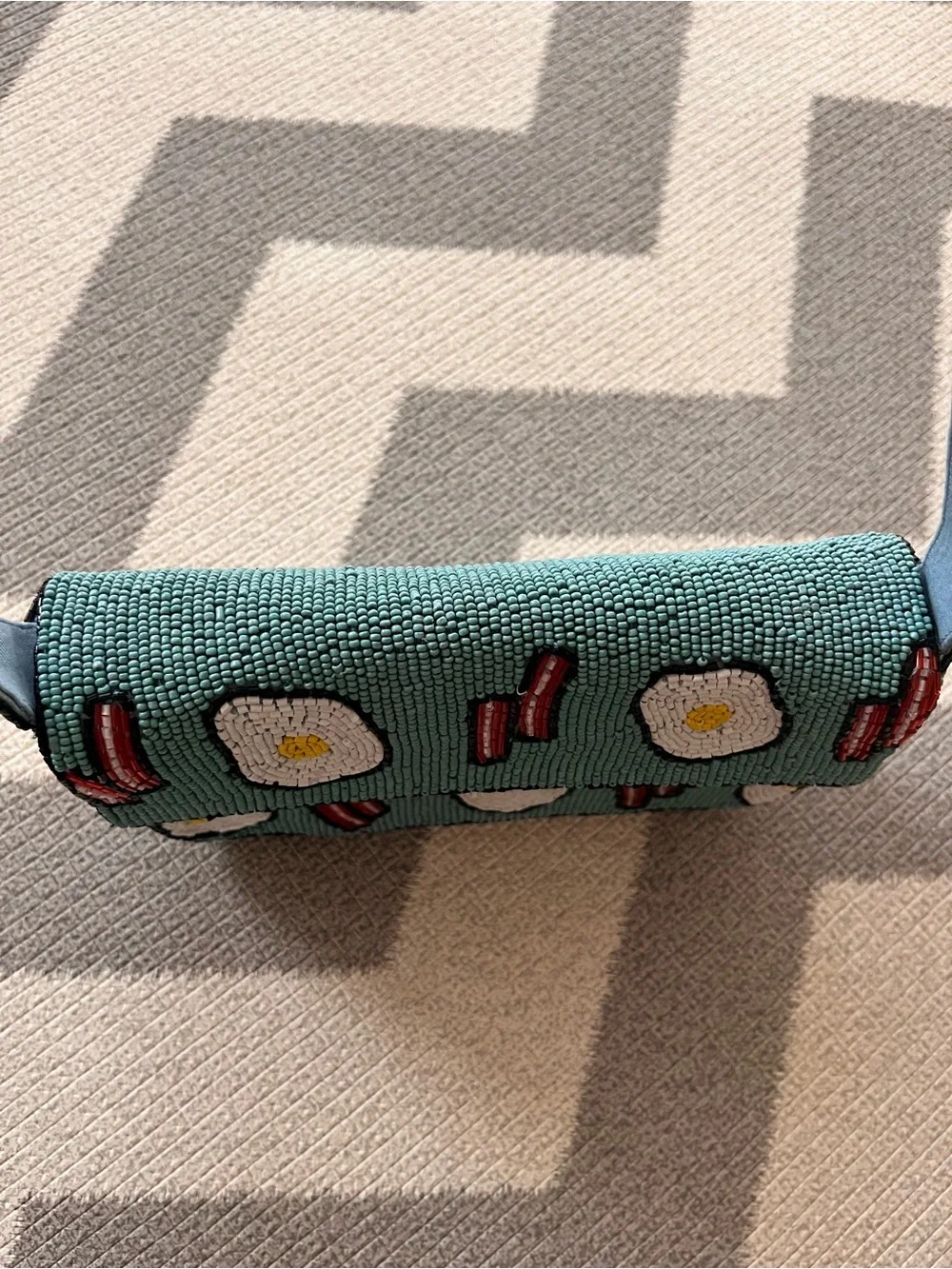 Anthropologie beaded bacon and eggs bag